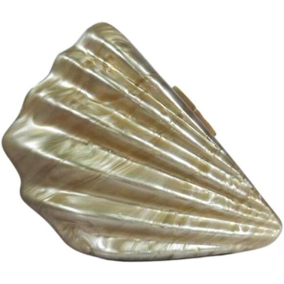 Handbags - Acrylic Shell Shaped Bag Luxury Marble Clutch Evening Purses Coffee B